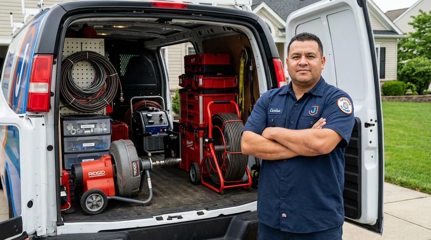 Professional drain cleaning equipment and Johns Plumbing LLC plumber in Point Lookout