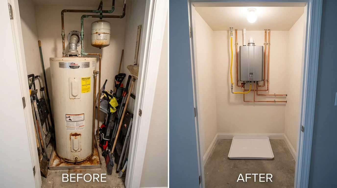 Tank water heater versus wall-mounted tankless unit comparison for Point Lookout, NY homeowners
