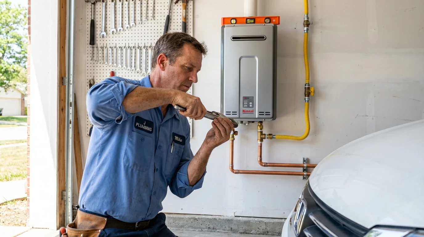 Tankless water heater installation by a Johns Plumbing LLC plumber in Point Lookout