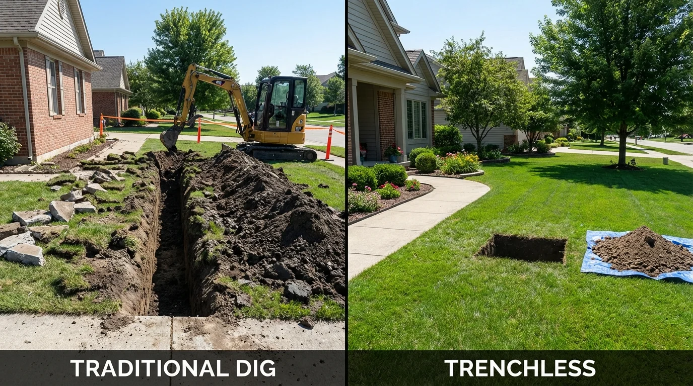 Trenchless sewer repair with minimal yard damage versus traditional excavation in Point Lookout, NY